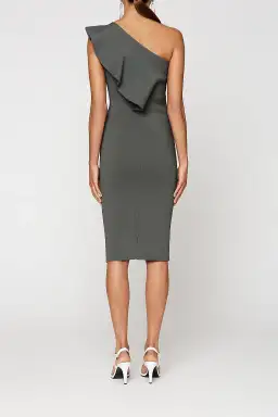 Scanlan And Theodore Ruffle Crepe Knit Dress Green Size AU 8 for rent on The Volte - image 3