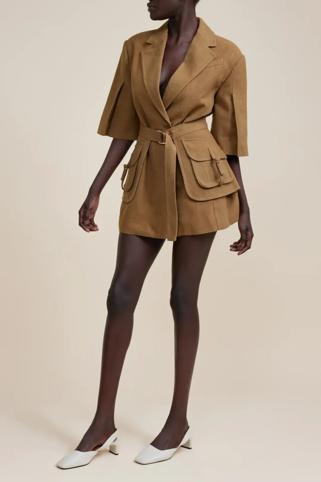 Acler Pickets Utility Mini Dress Hunter Green Size 8 for rent on The Volte - main image