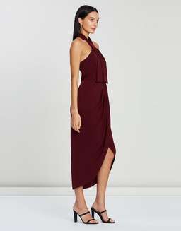 Shona Joy Knot Dress Burgundy Size 8