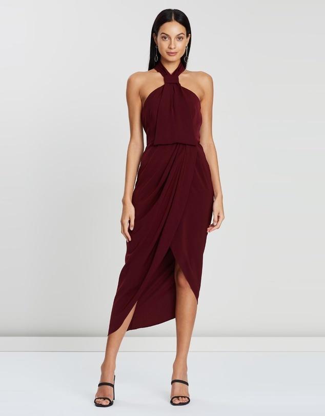 Shona Joy Knot Dress Burgundy Size 8 - Image 1