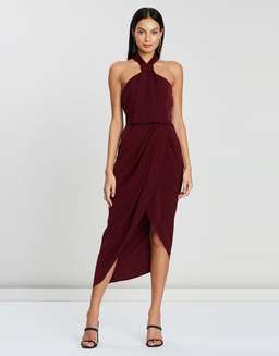 Shona Joy Knot Dress Burgundy Size 8