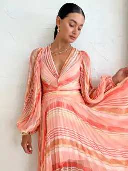 Acler Astone Dress Geo Stripe Orange Size AU 14 for rent on The Volte - image 3