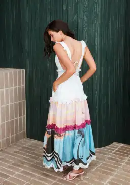 Mackenzie Mode Linen Ruffle Dress Multi Size 10 for rent on The Volte - image 3