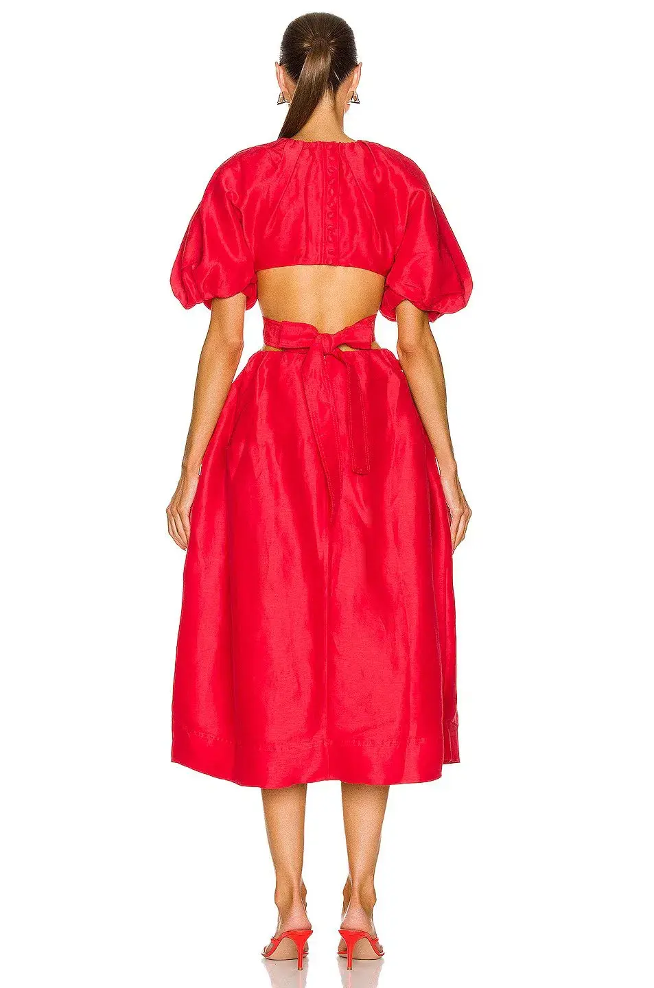 Aje Mimosa Cut Out Midi Dress Red Size 6 for rent on The Volte - main image