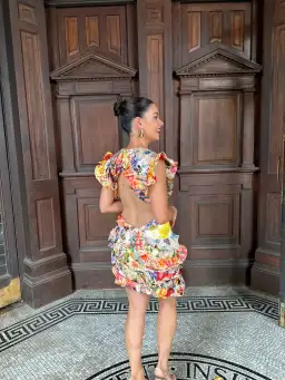 Zimmermann The Wonderland Frill Mini Dress in Spliced Multi Floral Size 1 / Au 10 for rent on The Volte - image 2