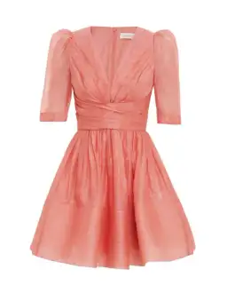 Zimmermann Wonderland Sleeved Mini Dress Guava Size 0/ Au8 for rent on The Volte - image 2