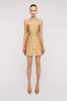 Scanlan Theodore Brocade Dress Gold Size 8 for rent on The Volte - image 1