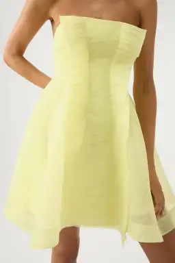 Aje Astrid Strapless Mini Dress Soft Lemon Yellow Size 8 for rent on The Volte - image 3