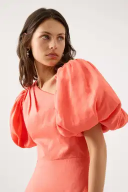Aje Maia Off Shoulder Midi Dress Coral Size 10 for rent on The Volte - image 2