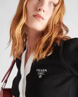 Prada Cropped Cotton Cardigan Black Size AU 6 for rent on The Volte - image 2
