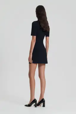 Scanlan Theodore Crepe Knit Mini Button Dress In Black Size XS / AU 6 for rent on The Volte - image 2