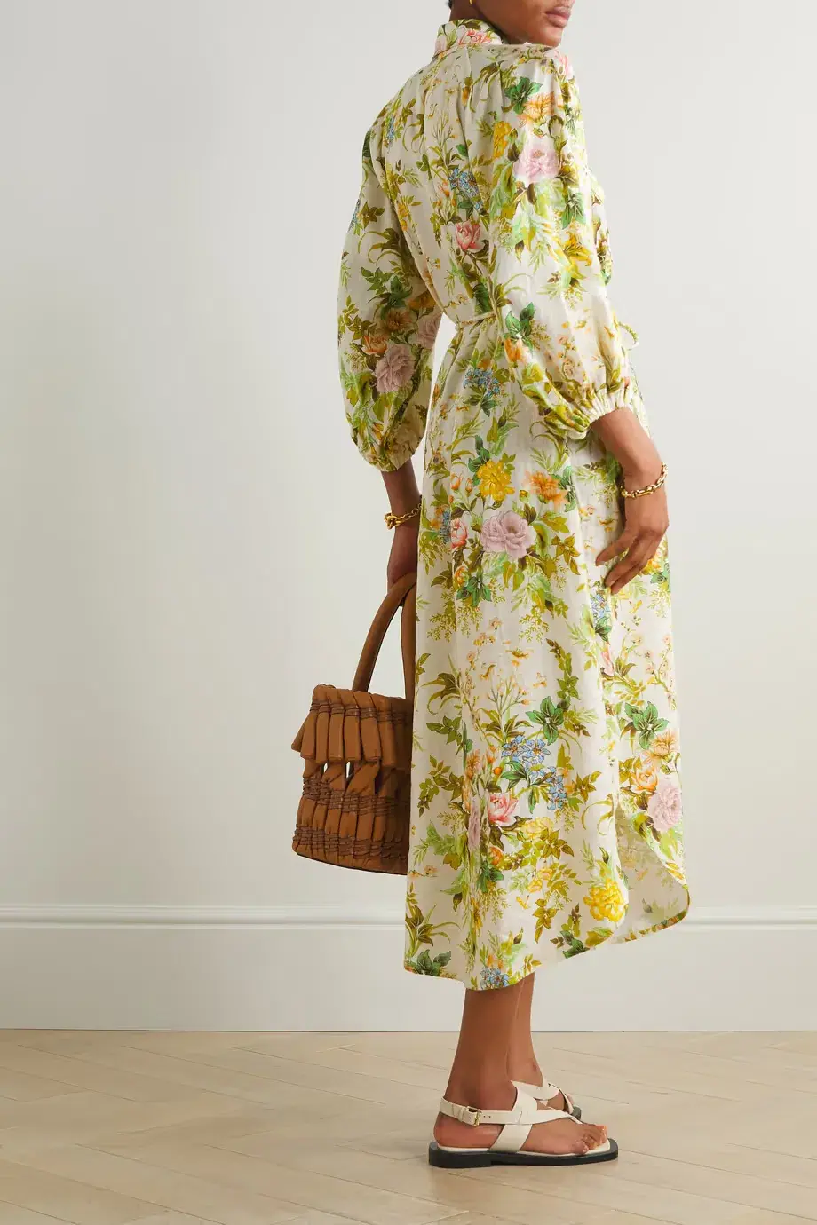 Alemais Eden Midi Shirt Dress Belted Floral Print Linen Size AU 10 for rent on The Volte - main image