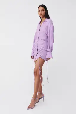 Suboo Lavender Andy Ruched Mini Shirt Dress Purple Size S / 8 for rent on The Volte - image 2