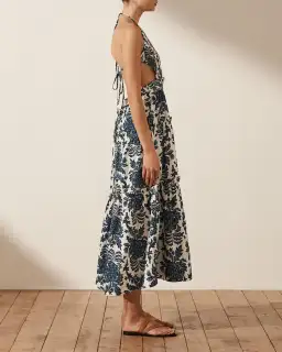 Shona Joy Diana Shirred Backless Midi Dress Floral Size 16 for rent on The Volte - image 2