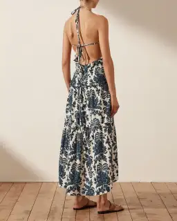 Shona Joy Diana Shirred Backless Midi Dress Floral Size 16 for rent on The Volte - image 4