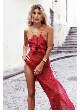 Rat & Boa Palermo Floral Maxi Dress Red Size L / Au 10-12