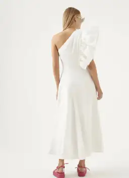 Bonjour Asymmetric Midi Dress Ivory Size 8 for rent on The Volte - image 2