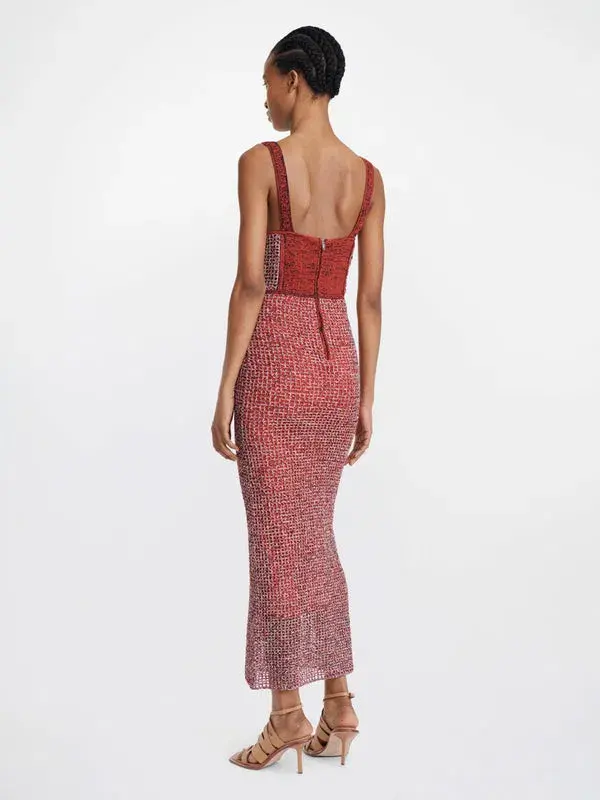 Dion Lee Marled Double Cup Corset Dress in Red Size S / Au 8 for rent on The Volte - main image