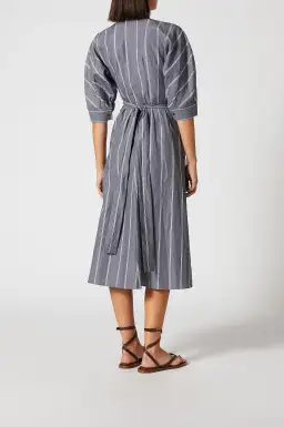 Scanlan Theodore The Stripe Cotton Wrap Dress Grey Size 6 for rent on The Volte - image 4