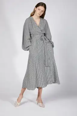 Scanlan Theodore Gingham Front Wrap Dress in Black/White Size S / Au 8 for rent on The Volte - image 4