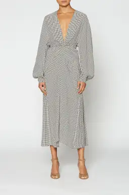 Scanlan Theodore Gingham Front Wrap Dress in Black/White Size S / Au 8 for rent on The Volte - image 1