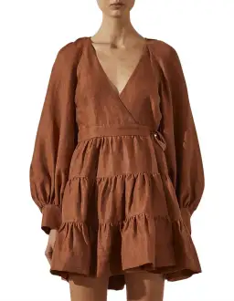 Shona Joy Elsa Wrap Mini Dress Burnt Red Size 8 for rent on The Volte - image 3