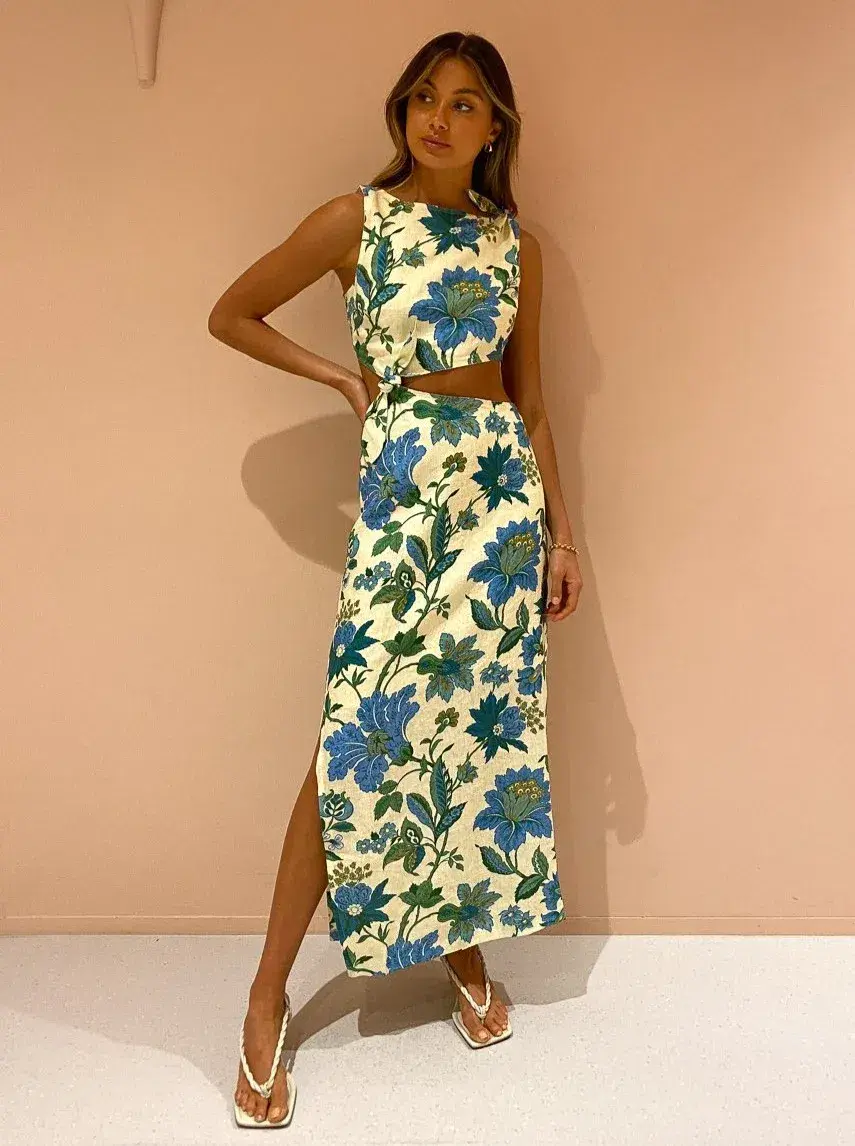 Sir the Label Alexandre Knot Dress in Marguerite Print Size 10 for rent on The Volte - main image