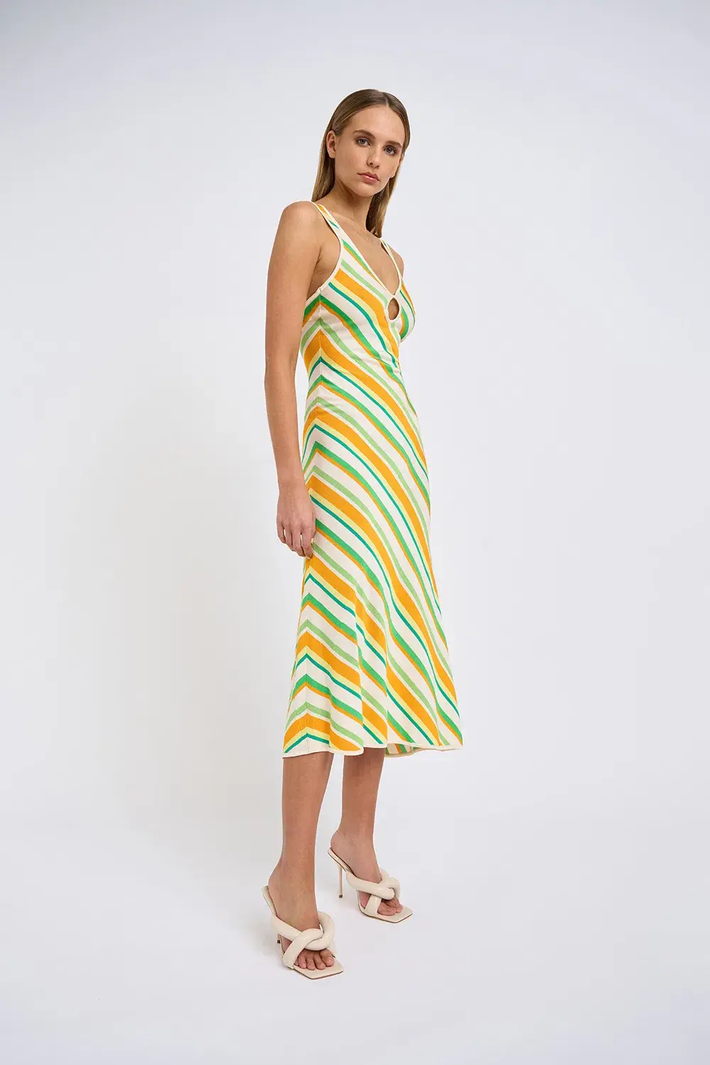 By Johnny Verona Stripe Knit Dress Yellow Stripe Size 6 - Image 2