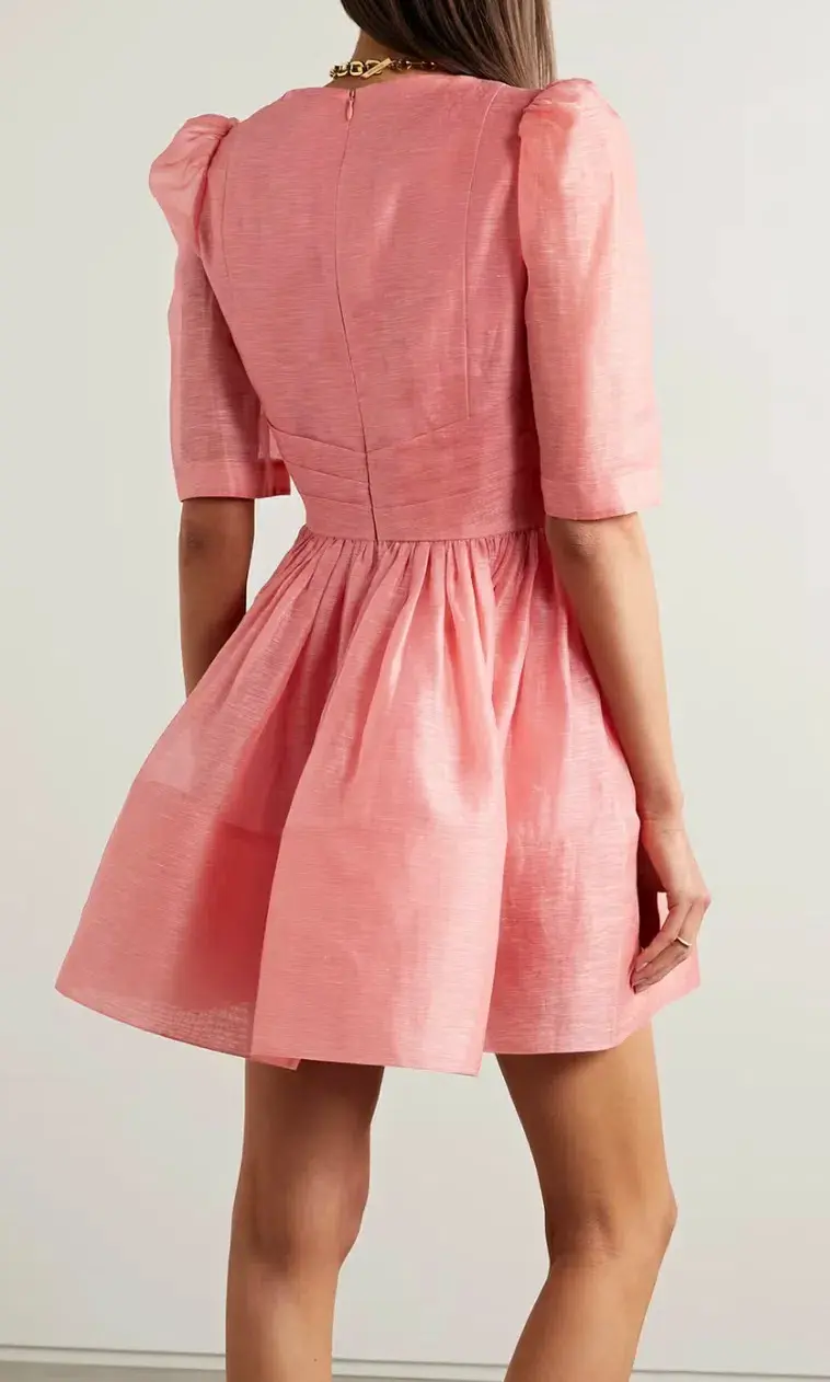 Zimmermann Wonderland Sleeved Mini Dress Guava Size 2 / AU 12 for rent on The Volte - main image
