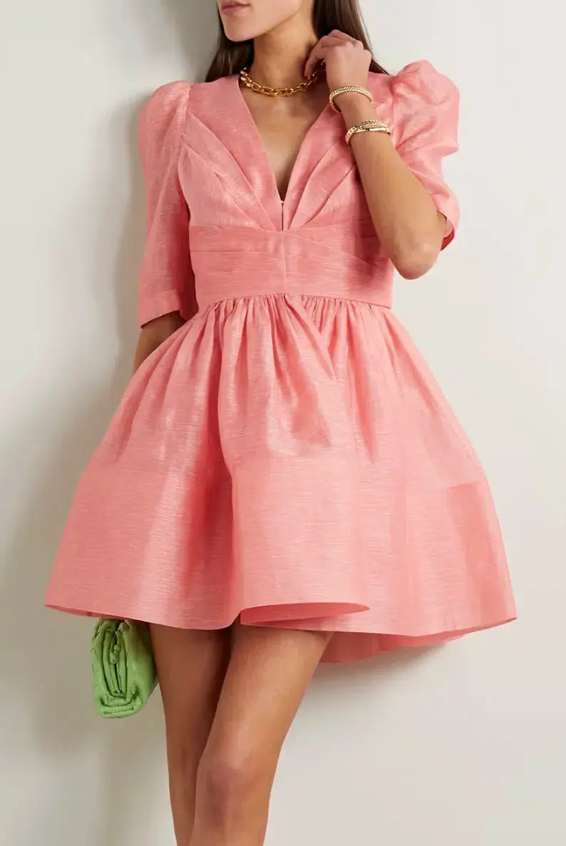 Zimmermann Wonderland Sleeved Mini Dress Guava Size 2 / AU 12 for rent on The Volte - main image
