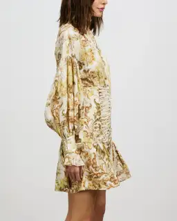 Alémais Bernadette Corset Mini Dress Long Sleeve Linen Print Size 8 for rent on The Volte - image 4