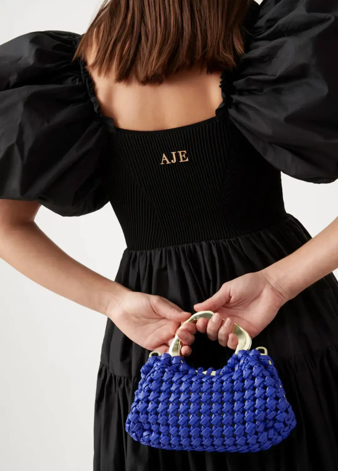 Aje Casa Puff Sleeve Midi Dress Black Size 10 for rent on The Volte - main image