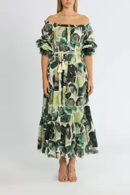 Alemais Siena Off Shoulder Abstract Poplin Dress Print Size 12 for rent on The Volte - image 1