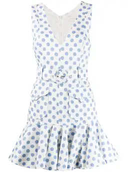 Zimmermann Super Eight Safari Mini Dress in White Linen/Blue Polka Dot Size 0 / AU 8 for rent on The Volte - image 5