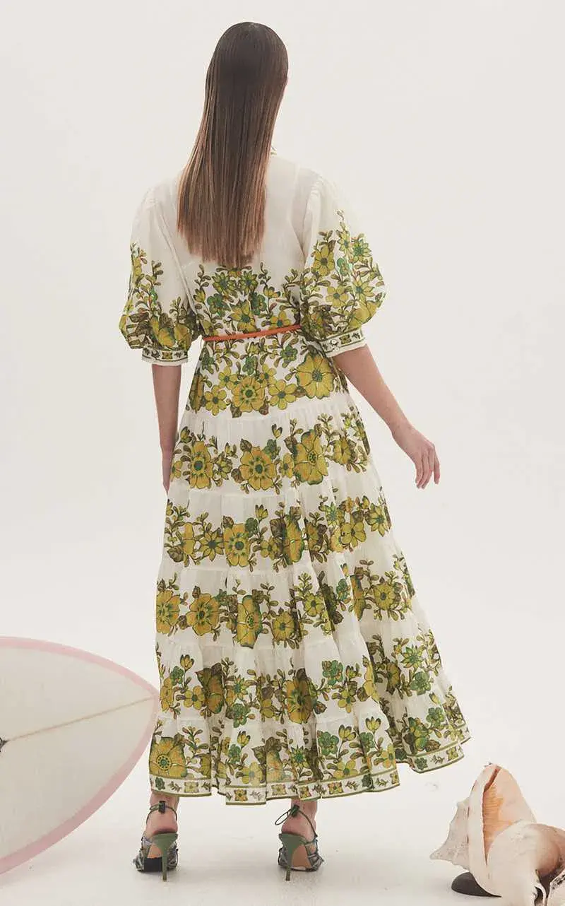 Alemais Wallis Tiered Midi Dress Multi-colored Size AU 14 for rent on The Volte - main image