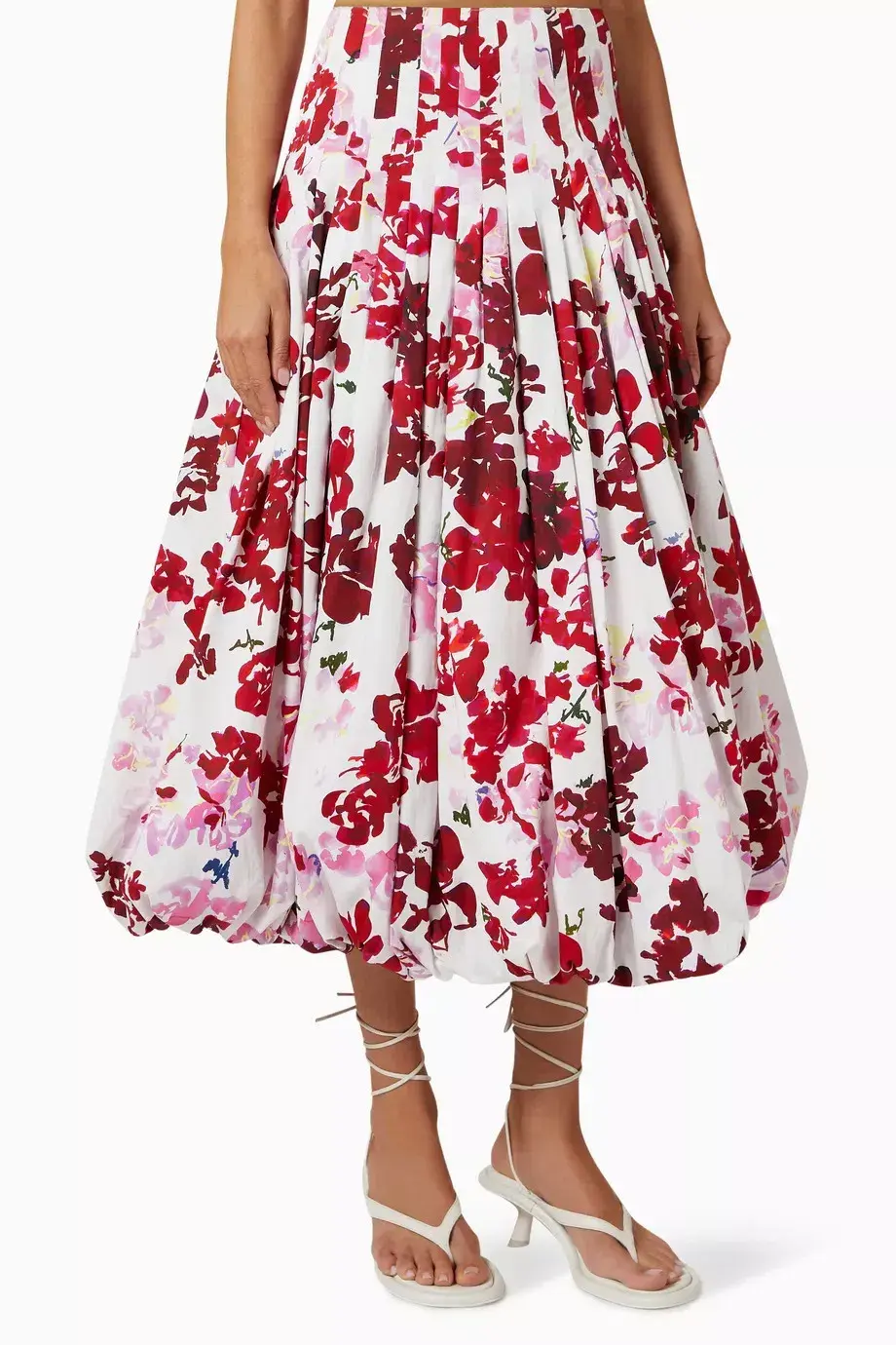 Aje Margot Bubble Sleeve Top & Cherie Bubble Midi Skirt Set Roses of Provence Floral Print Size AU 16 for rent on The Volte - main image
