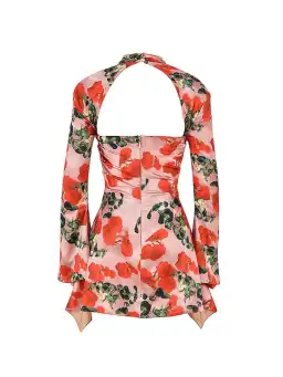 House of CB Toira Draped Corset Mini Dress Rose Print Size 4 for rent on The Volte - image 9