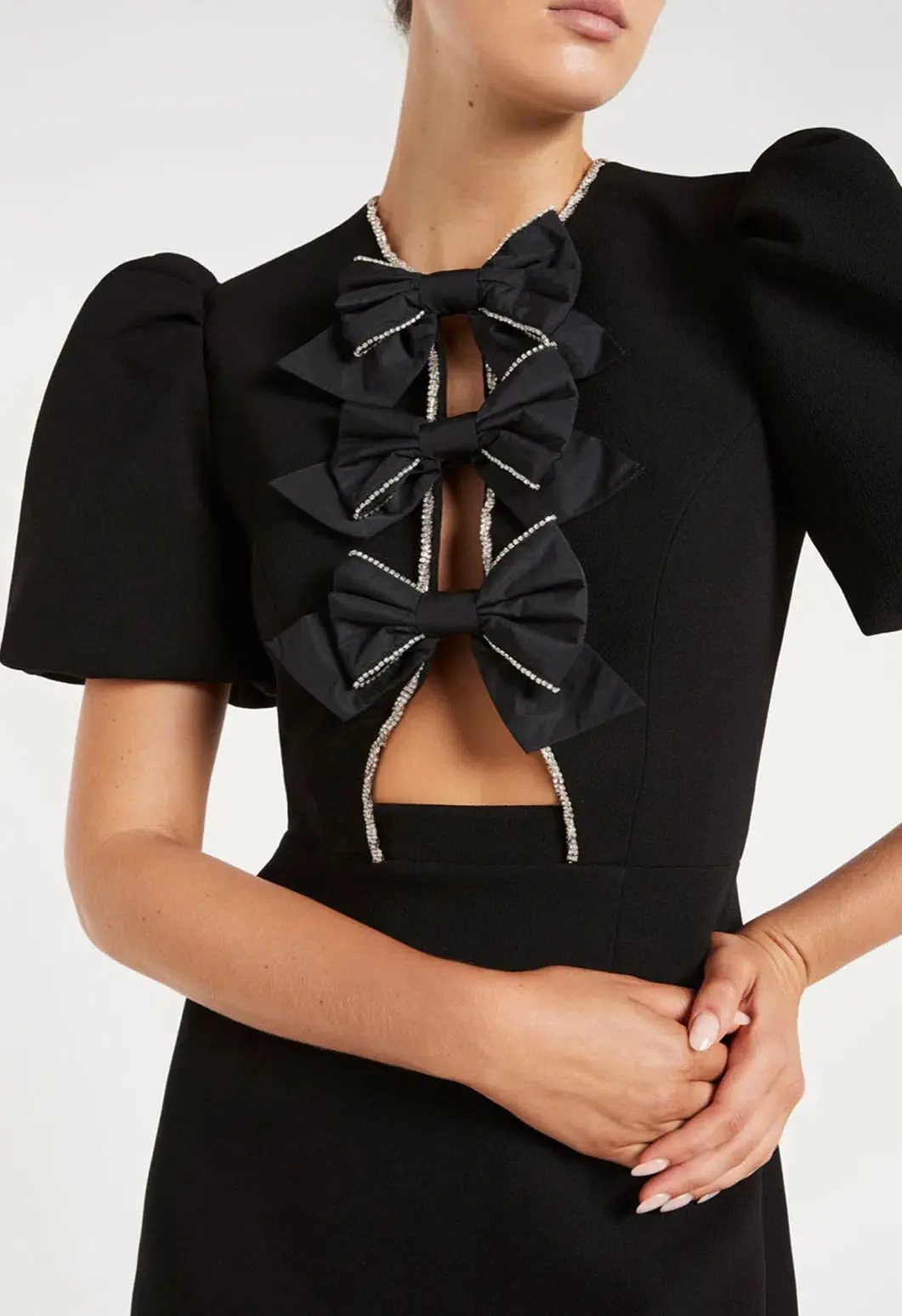 Rebecca Vallance Katie Bow Tie Mini Dress Black Size 8 for rent on The Volte - main image