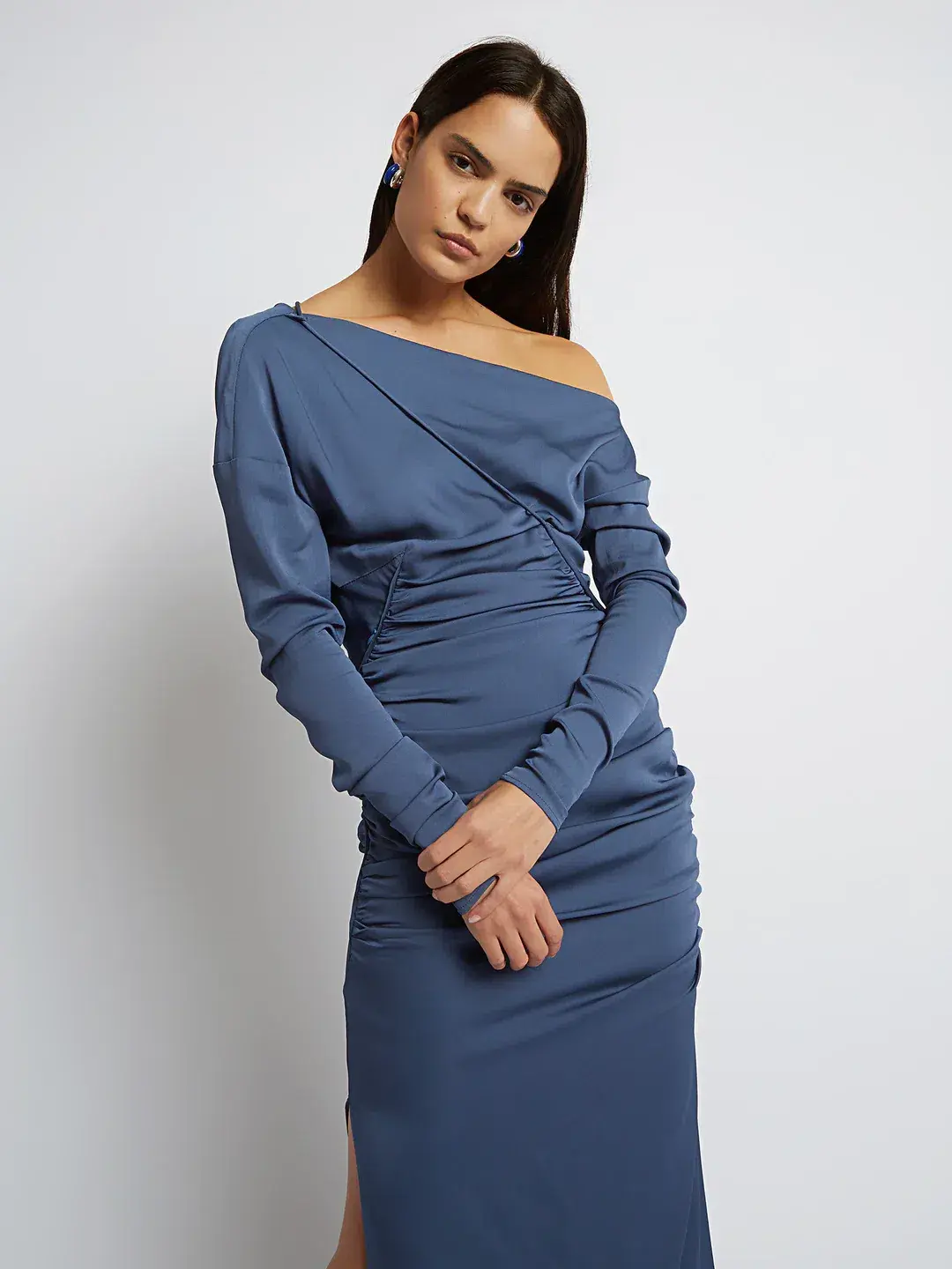 Christopher Esber Multi Gather Column Dress Blue Size 6 / XS for rent on The Volte - main image