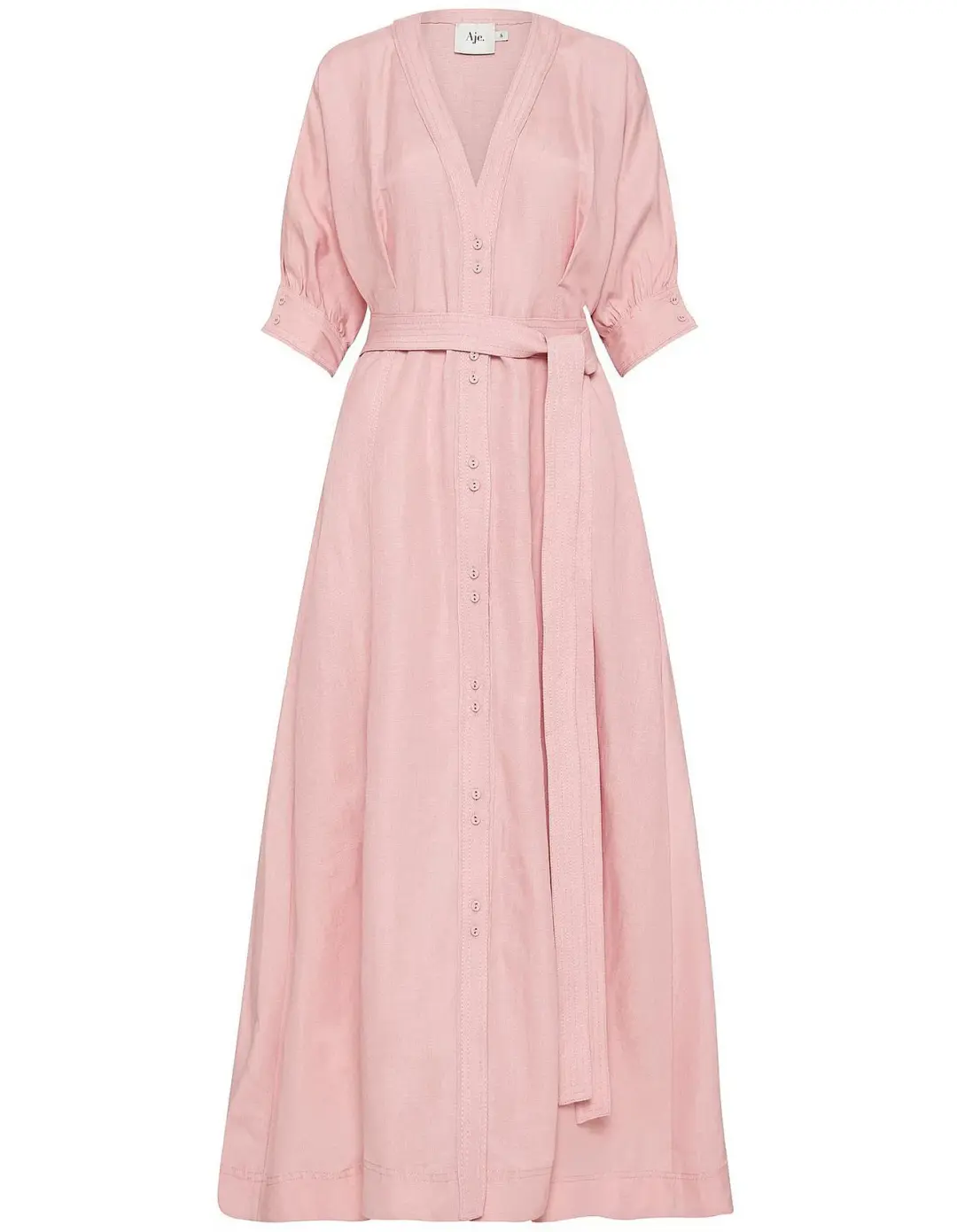 Aje Ennoble Midi Dress Pink Size 6 for rent on The Volte - main image