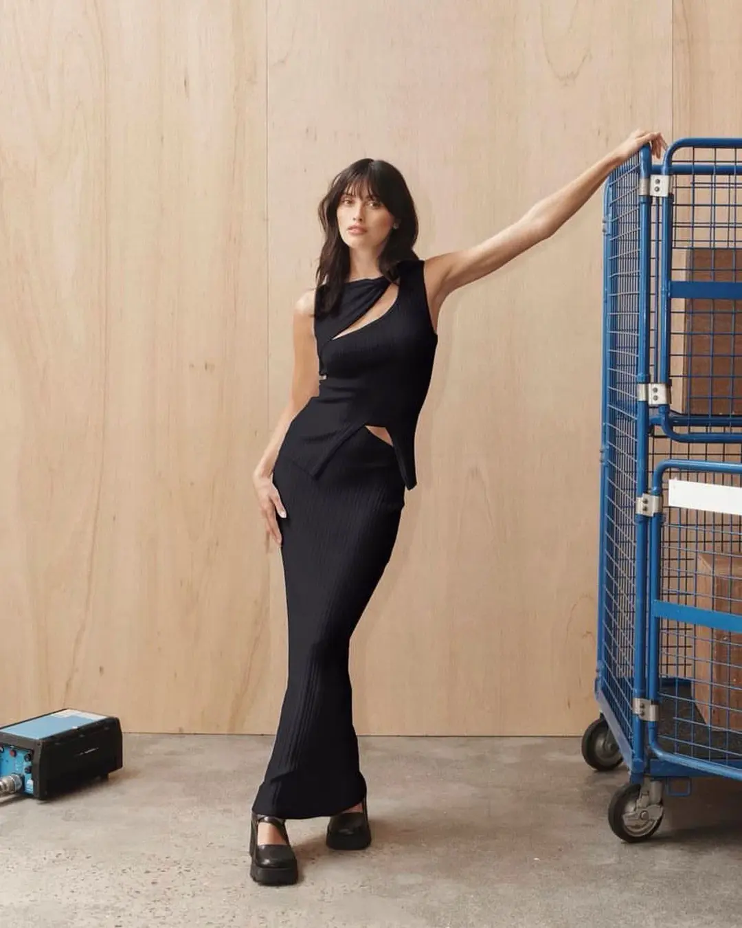 Henne Romee Knit Top and Skirt Set Black Size 8 for rent on The Volte - main image