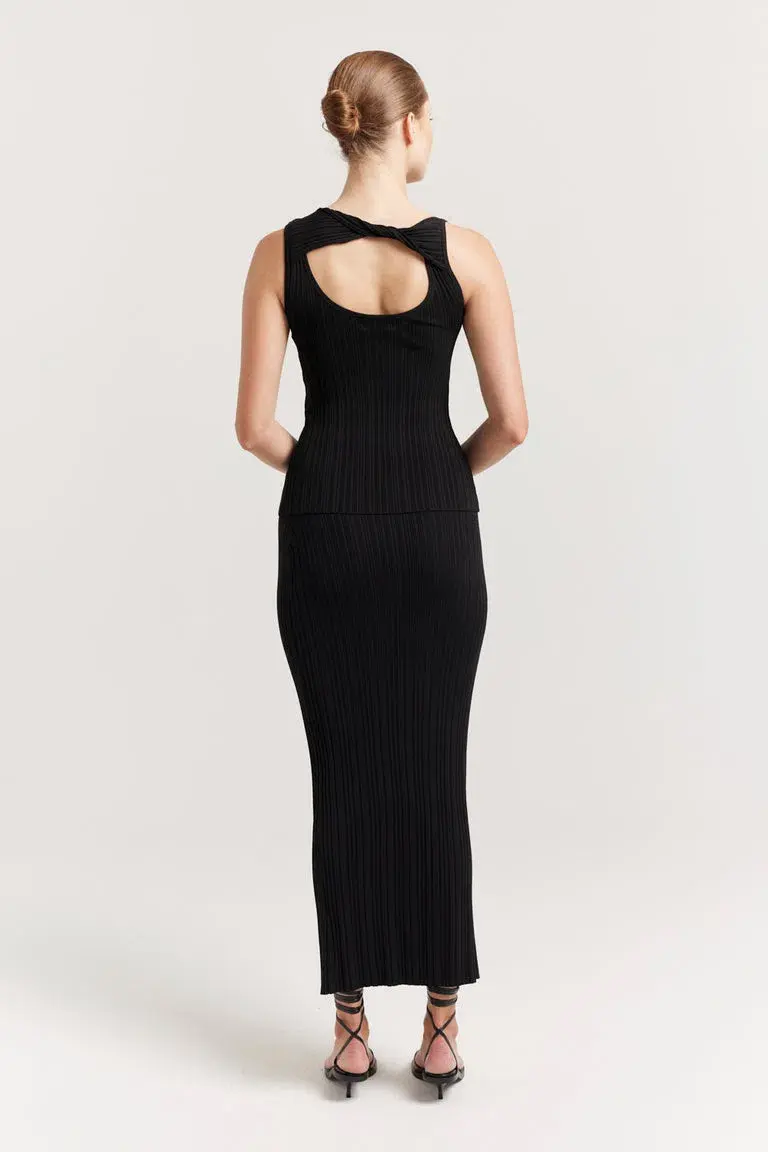 Henne Romee Knit Top and Skirt Set Black Size 8 for rent on The Volte - main image