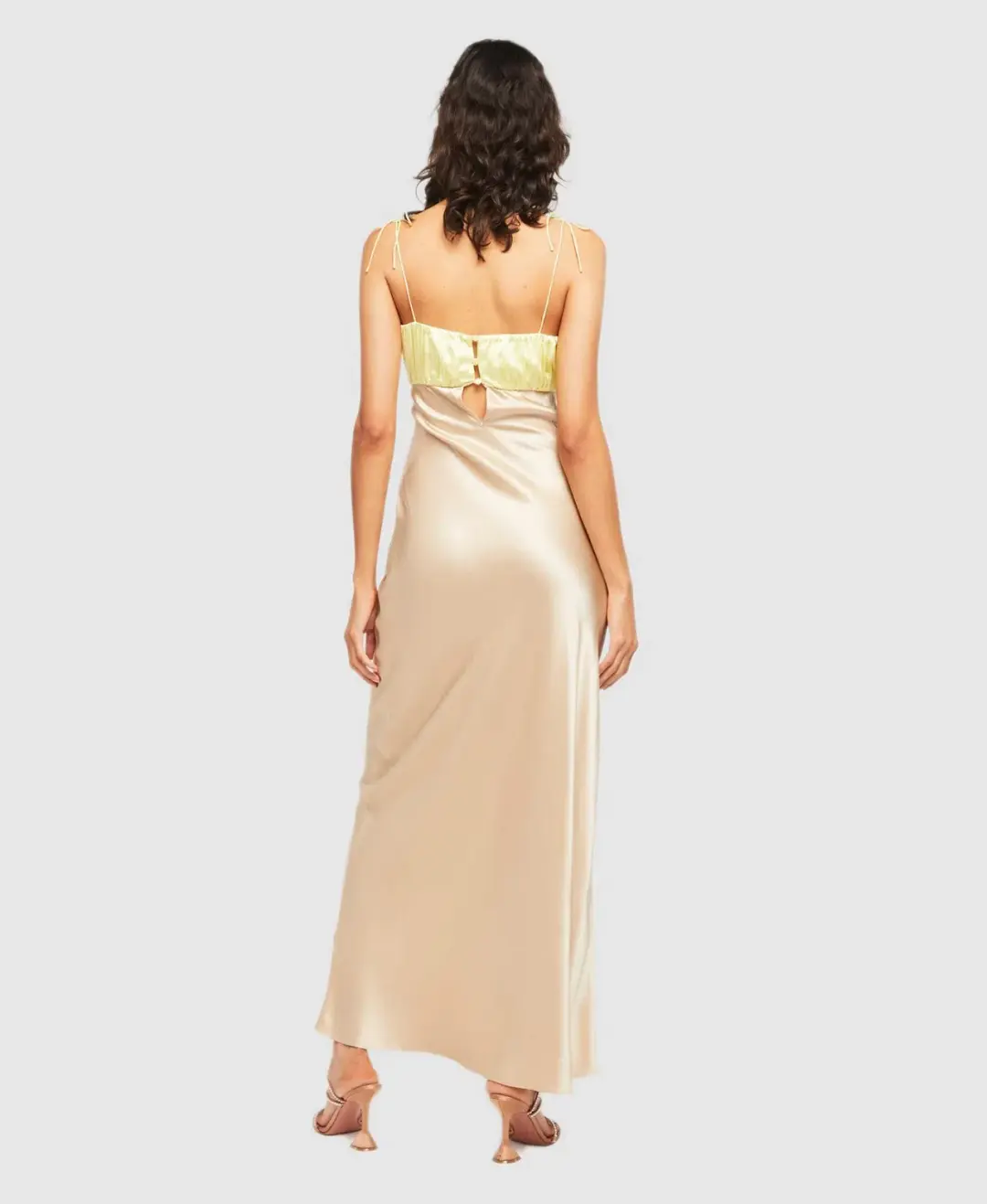 Ginia Sophia Maxi Dress Lime/Mink Size 6 for rent on The Volte - main image