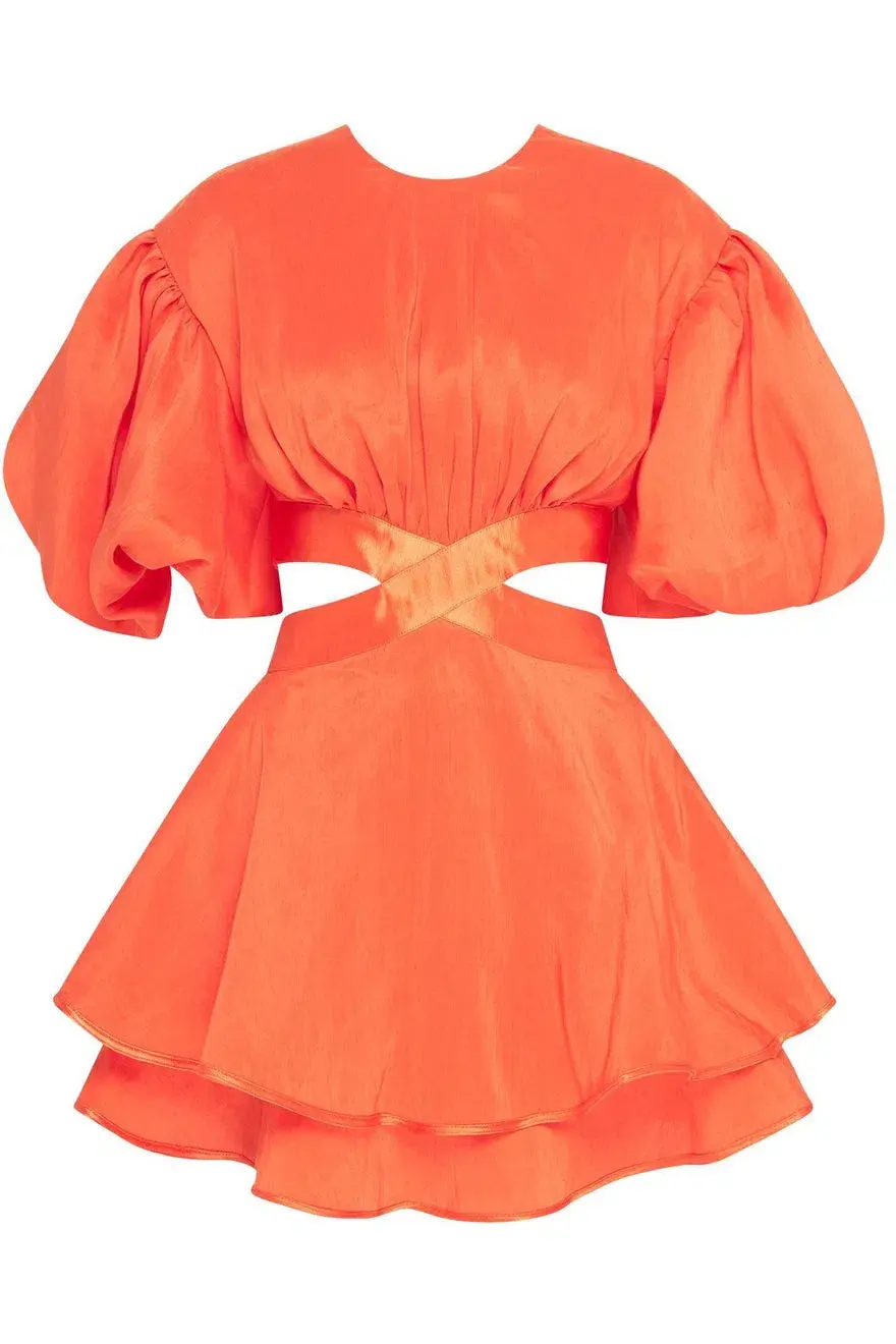 Aje Gracious Cut Out Mini Dress Saffron Size 10 for rent on The Volte - main image