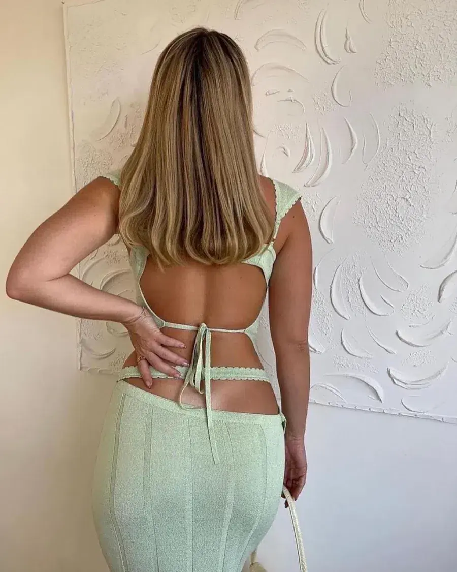 Amiss The Label Joanne Top and Skirt Set Green Size 6 for rent on The Volte - main image