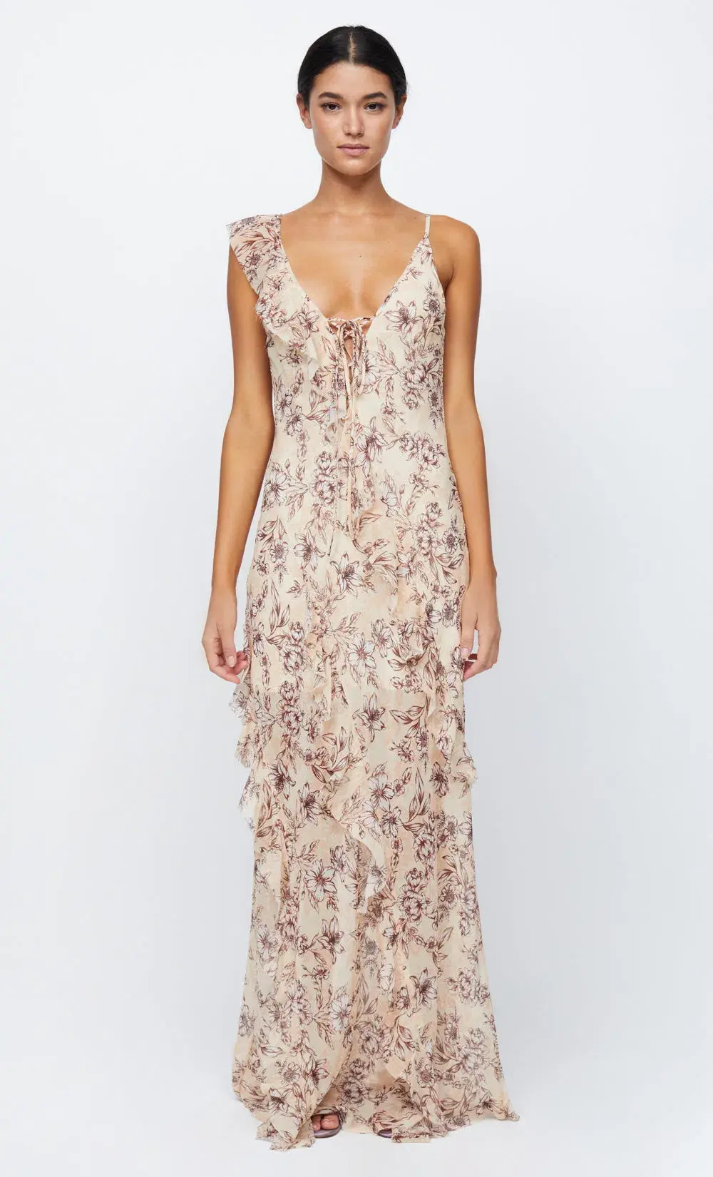 Bec & Bridge Courtney Frill Maxi Dress In Florence Floral Size 8 for rent on The Volte - main image