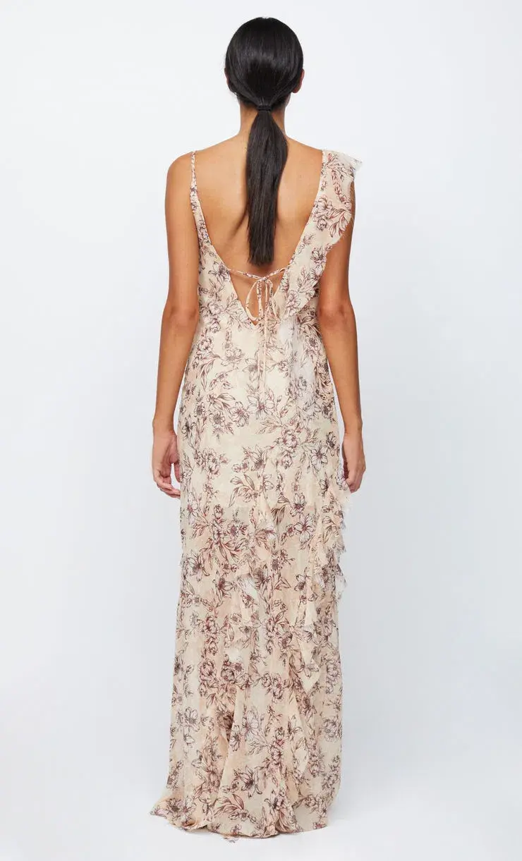 Bec & Bridge Courtney Frill Maxi Dress In Florence Floral Size 8 for rent on The Volte - main image