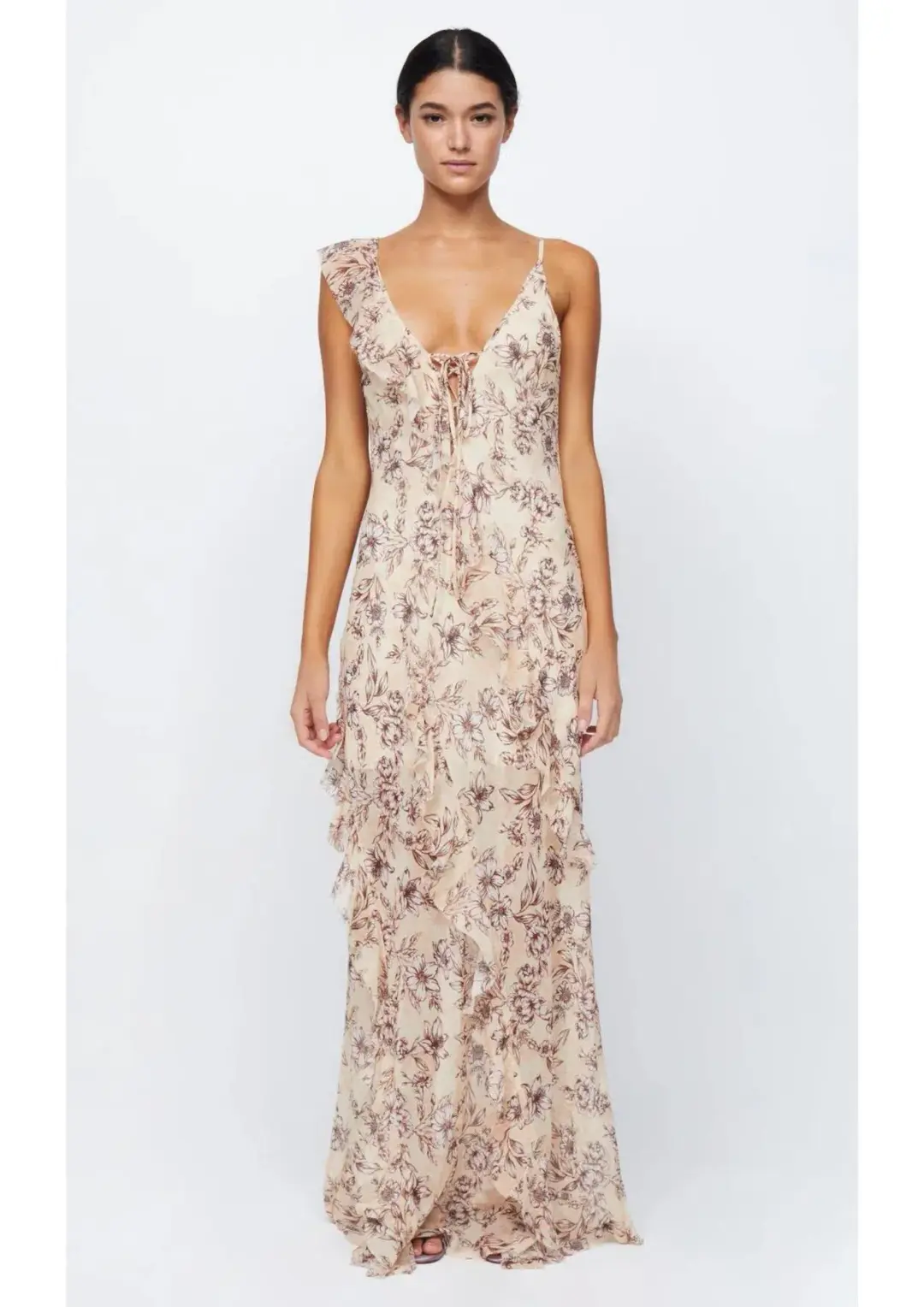 Bec & Bridge Courtney Frill Maxi Dress In Florence Floral Size 8 for rent on The Volte - main image