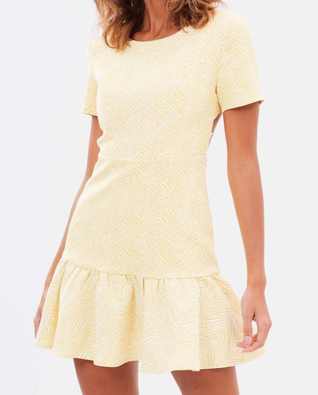 Mossman Along The Lines Mini Dress Yellow Size 6 - Image 1