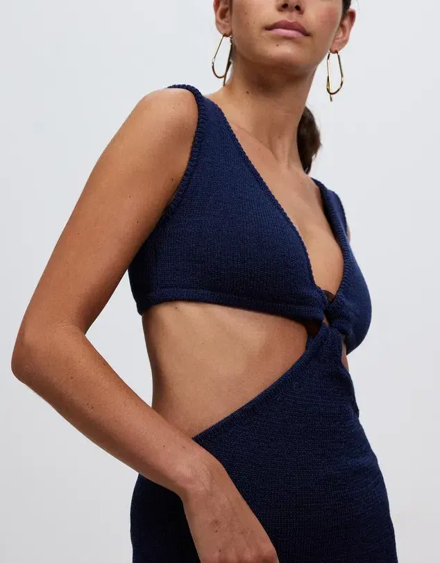 Cult Gaia Bank Cut Out Knit Maxi Dress in Ink Blue Size S / AU 8 for rent on The Volte - main image
